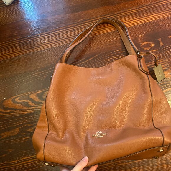Coach Handbags - Coach Edie 31 Pebbled Leather Shoulder Bag Saddle Brown Tan Tote